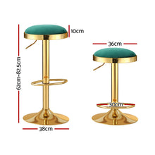 Load image into Gallery viewer, 4x Artiss Bar Stools Kitchen Dining Chairs Velvet Padded Stool Green