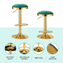 Load image into Gallery viewer, 4x Artiss Bar Stools Kitchen Dining Chairs Velvet Padded Stool Green