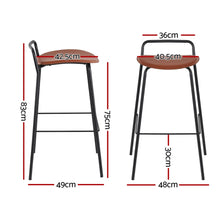 Load image into Gallery viewer, 2x Artiss Bar Stools Kitchen Counter Stools Metal Brown
