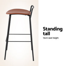 Load image into Gallery viewer, 4x Artiss Bar Stools Kitchen Counter Dining Chair Metal Brown