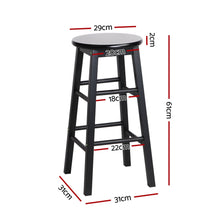 Load image into Gallery viewer, Artiss 4x Bar Stools Round Chairs Wooden Black