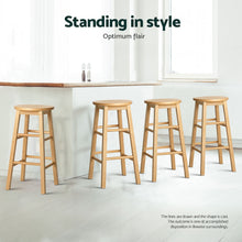 Load image into Gallery viewer, Artiss 4x Bar Stools Round Chairs Wooden Nature