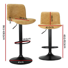 Load image into Gallery viewer, Artiss 4x Bar Stools Kitchen Swivel Gas Lift Chairs Brown