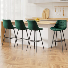 Load image into Gallery viewer, Artiss 4x Bar Stools Velvet Chairs Green