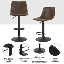 Load image into Gallery viewer, Artiss 4x Bar Stools Vintage Leather Swivel Gas Lift Brown