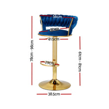 Load image into Gallery viewer, Artiss 4x Bar Stools Gas Lift Velvet Woven Backrest Navy