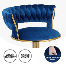 Load image into Gallery viewer, Artiss 4x Bar Stools Gas Lift Velvet Woven Backrest Navy
