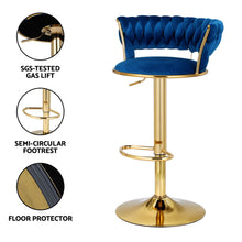 Load image into Gallery viewer, Artiss 4x Bar Stools Gas Lift Velvet Woven Backrest Navy
