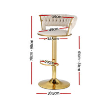Load image into Gallery viewer, Artiss 4x Bar Stools Gas Lift Velvet Woven Backrest Ivory