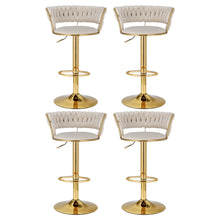 Load image into Gallery viewer, Artiss 4x Bar Stools Gas Lift Velvet Woven Backrest Ivory