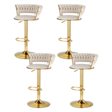 Load image into Gallery viewer, Artiss 4x Bar Stools Gas Lift Velvet Woven Backrest Ivory