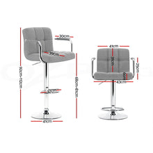 Load image into Gallery viewer, Artiss 4x Bar Stools Fabric Gas Lift w/Armrest Grey