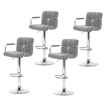 Load image into Gallery viewer, Artiss 4x Bar Stools Fabric Gas Lift w/Armrest Grey