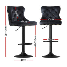 Load image into Gallery viewer, Artiss 2x Velvet Bar Stool Adjustable Height Nailhead Trim Kitchen Counter Stool