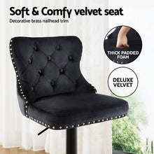 Load image into Gallery viewer, Artiss 2x Velvet Bar Stool Adjustable Height Nailhead Trim Kitchen Counter Stool