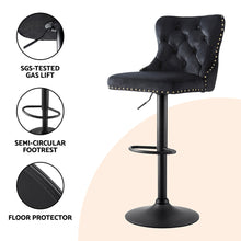 Load image into Gallery viewer, Artiss 2x Velvet Bar Stool Adjustable Height Nailhead Trim Kitchen Counter Stool
