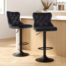 Load image into Gallery viewer, Artiss 2x Velvet Bar Stool Adjustable Height Nailhead Trim Kitchen Counter Stool