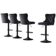 Load image into Gallery viewer, Artiss 4x Velvet Bar Stool Adjustable Height Nailhead Trim Kitchen Counter Stool