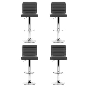 Artiss Set of 4 PU Leather Lined Pattern Bar Stools- Grey and Chrome