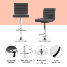 Load image into Gallery viewer, Artiss Set of 4 PU Leather Lined Pattern Bar Stools- Grey and Chrome