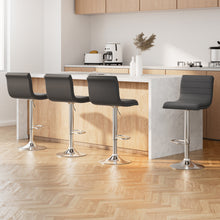 Load image into Gallery viewer, Artiss Set of 4 PU Leather Lined Pattern Bar Stools- Grey and Chrome