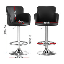 Load image into Gallery viewer, Artiss 1x Leather Bar Stools Swivel Adjustable Gas Lift PU Counter Chairs Black