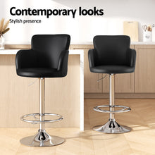 Load image into Gallery viewer, Artiss 1x Leather Bar Stools Swivel Adjustable Gas Lift PU Counter Chairs Black