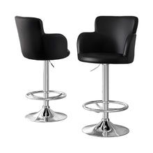 Load image into Gallery viewer, Artiss 2x Leather Bar Stools Swivel Adjustable Gas Lift PU Counter Chairs Black