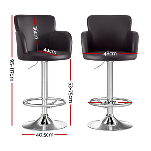 Artiss 1x Leather Bar Stools Swivel Adjustable Gas Lift PU Counter Chairs Brown