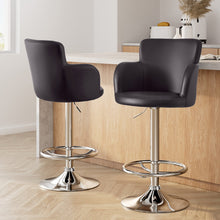 Load image into Gallery viewer, Artiss 2x Leather Bar Stools Swivel Adjustable Gas Lift PU Counter Chairs Brown