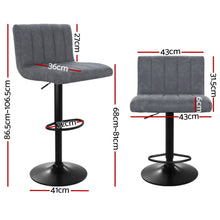 Load image into Gallery viewer, Artiss 4x Bar Stools Vintage Leather Gas Lift Grey