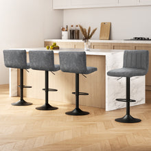 Load image into Gallery viewer, Artiss 4x Bar Stools Vintage Leather Gas Lift Grey