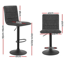 Load image into Gallery viewer, Artiss 4x Bar Stools Gas Lift Vintage Leather Grey