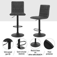 Load image into Gallery viewer, Artiss 4x Bar Stools Gas Lift Vintage Leather Grey