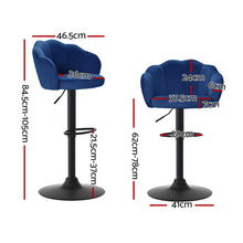 Load image into Gallery viewer, Artiss 4x Bar Stools Gas Lift Velvet Blue
