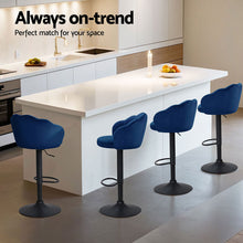 Load image into Gallery viewer, Artiss 4x Bar Stools Gas Lift Velvet Blue
