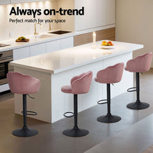 Load image into Gallery viewer, Artiss 4x Bar Stools Gas Lift Velvet Pink