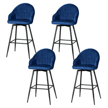 Load image into Gallery viewer, Artiss 4x Bar Stools Velvet Swivel Metal Legs Blue