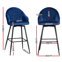 Load image into Gallery viewer, Artiss 4x Bar Stools Velvet Swivel Metal Legs Blue