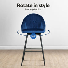Load image into Gallery viewer, Artiss 4x Bar Stools Velvet Swivel Metal Legs Blue