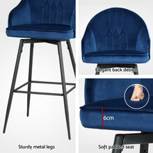 Load image into Gallery viewer, Artiss 4x Bar Stools Velvet Swivel Metal Legs Blue
