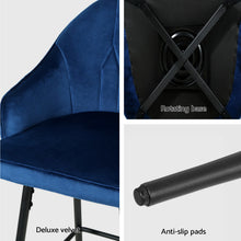 Load image into Gallery viewer, Artiss 4x Bar Stools Velvet Swivel Metal Legs Blue