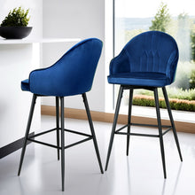 Load image into Gallery viewer, Artiss 4x Bar Stools Velvet Swivel Metal Legs Blue