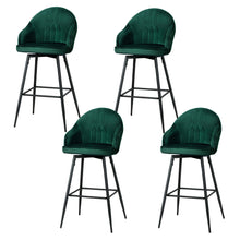 Load image into Gallery viewer, Artiss 4x Bar Stools Velvet Swivel Metal Legs Green