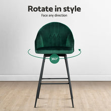 Load image into Gallery viewer, Artiss 4x Bar Stools Velvet Swivel Metal Legs Green