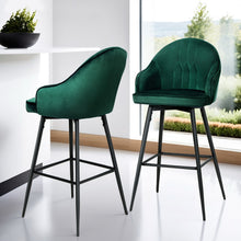 Load image into Gallery viewer, Artiss 4x Bar Stools Velvet Swivel Metal Legs Green