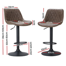 Load image into Gallery viewer, Artiss 4x Bar Stools Gas Lift Vintage Leather Brown