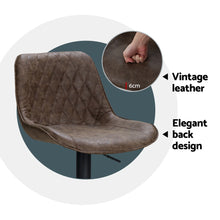 Load image into Gallery viewer, Artiss 4x Bar Stools Gas Lift Vintage Leather Brown
