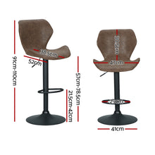 Load image into Gallery viewer, Artiss 4x Bar Stools Vintage Leather Gas Lift Brown