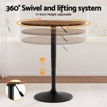 Load image into Gallery viewer, Artiss Height Adjustable Bar Table 360 Swivel Round Gaslift Design 60cm Rustic Brown Black